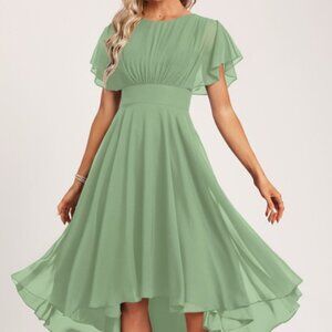JJ's House A-line Chiffon Dress Sage Green Sz 14